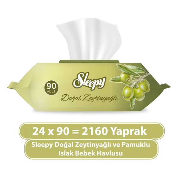 Sleepy Zeytinyağlı 90 Yaprak 24'lü Paket Islak Mendil - Görsel 6