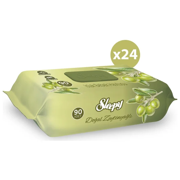 Sleepy Zeytinyağlı 90 Yaprak 24'lü Paket Islak Mendil - Görsel 2
