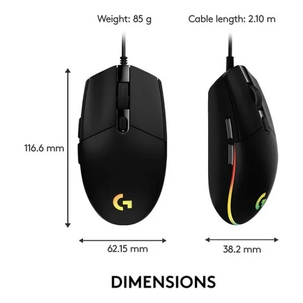 Logitech G203 Lightsync 910-005796 Siyah Kablolu Oyuncu Mouse - Görsel 2