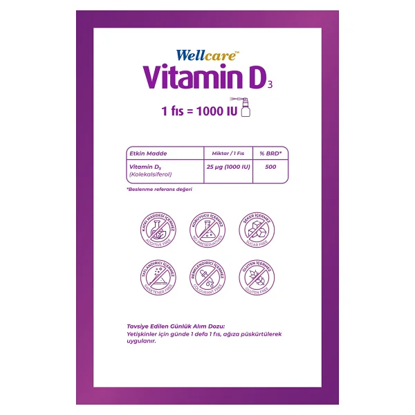 Wellcare Vitamin D3 1000 Iu 30 Ml - Görsel 5