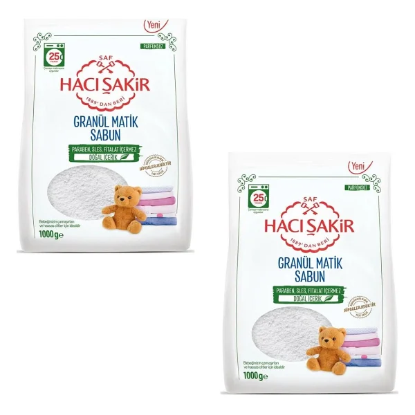 Hacı Şakir Granül Matik Bebekler Ve Hassas Ciltler Için Çamaşır Deterjanı 1000 Gr 2 Adet - Görsel 5