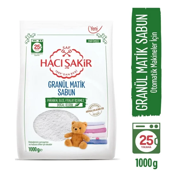 Hacı Şakir Granül Matik Bebekler Ve Hassas Ciltler Için Çamaşır Deterjanı 1000 Gr 2 Adet - Görsel 2