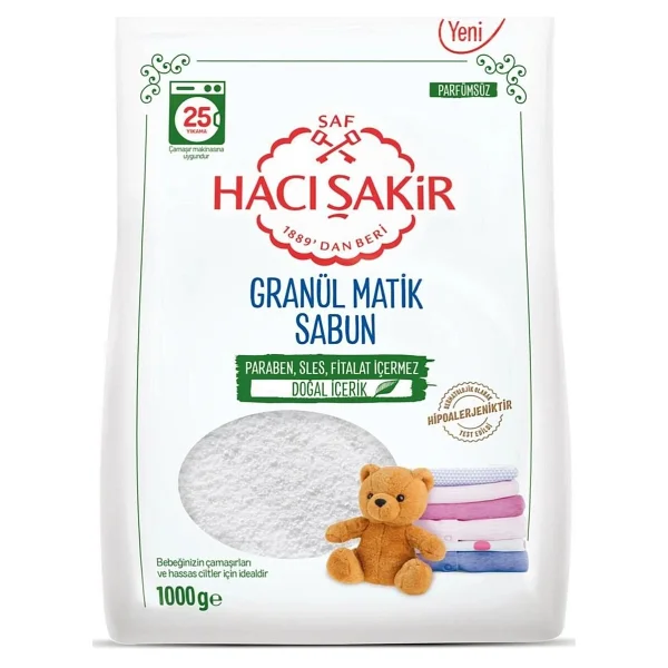 Hacı Şakir Granül Matik Bebekler Ve Hassas Ciltler Için Çamaşır Deterjanı 1000 Gr 2 Adet - Görsel 4