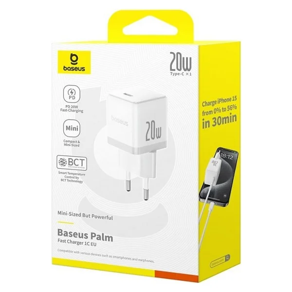 Baseus Palm 1c 20 W Beyaz Hızlı Şarj Adaptörü - Görsel 5