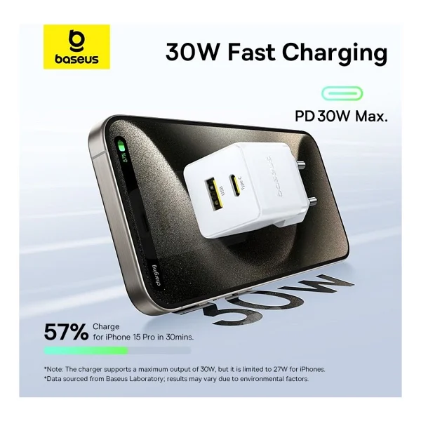 Baseus Palm C+U 30 W Hızlı Şarj Adaptörü - Görsel 4