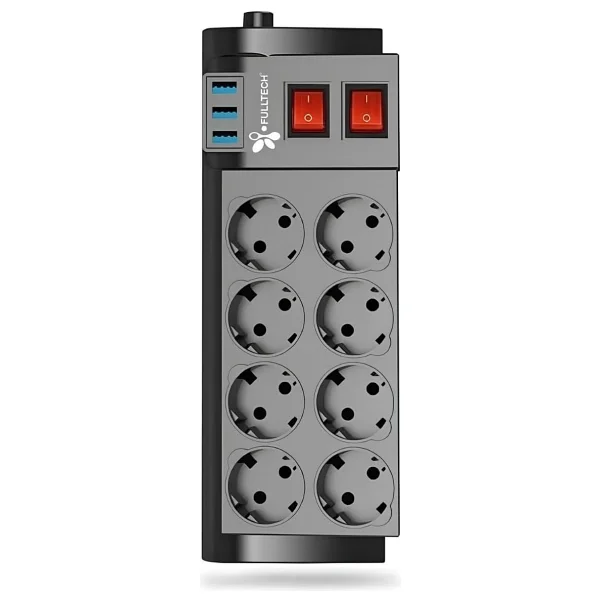 Fulltech Termal Akım Korumalı Isıya Karşı Dayanıklı 8'li Priz Kablo Uzunluğu 2 Mt 3 X USB - Görsel 3