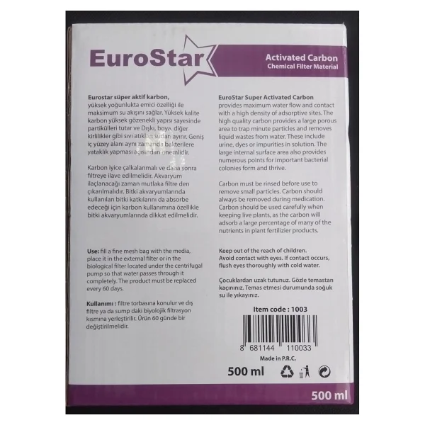 Eurostar Aktif Karbon 500 Ml Akvaryum Filtre Malzemesi - Görsel 2