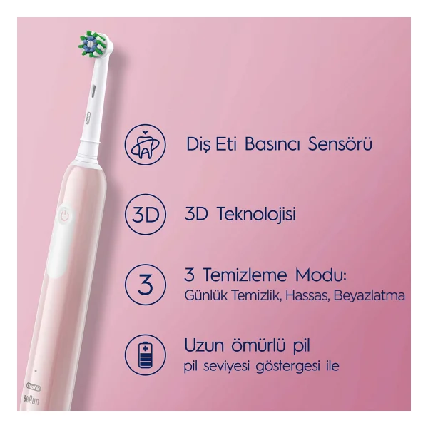 Oral-B Pro Series 1 Pembe Şarjlı Diş Fırçası - Görsel 2