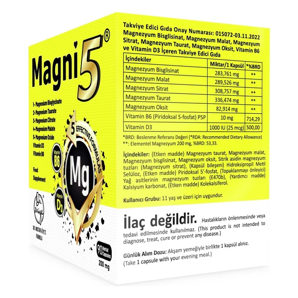Magni5 Magnezyum 5 Etkili Form 90 Kapsül - Görsel 3