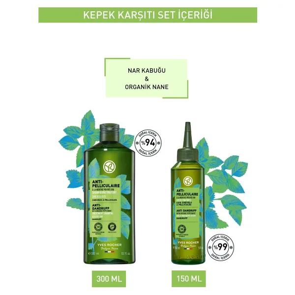 Yves Rocher Kepeğe Karşı(Anti Pelliculaire) Yatıştırıcı Prebiyotik Orijinal Boy Şampuan, Saç Losyonu Seti - Görsel 2