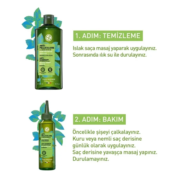 Yves Rocher Kepeğe Karşı(Anti Pelliculaire) Yatıştırıcı Prebiyotik Orijinal Boy Şampuan, Saç Losyonu Seti - Görsel 3