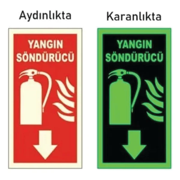 5 Adet Fosforlu Yangın Tüpü Söndürme Cihazı Levhası Kırmızı - Görsel 3