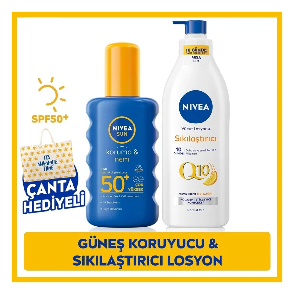 Nıvea Sun Güneş Koruyucu Vücut Spreyi 200ml Spf50 Ve Q10 Sıkılaştırıcı Vücut Losyonu 200ml, Çanta Hediye - Görsel 7