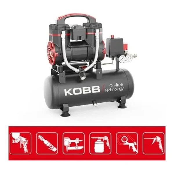 Kobb Kbk8s 8 Lt 8 Bar Yağsız Sessiz Taşınabilir Hava Kompresörü - Görsel 2