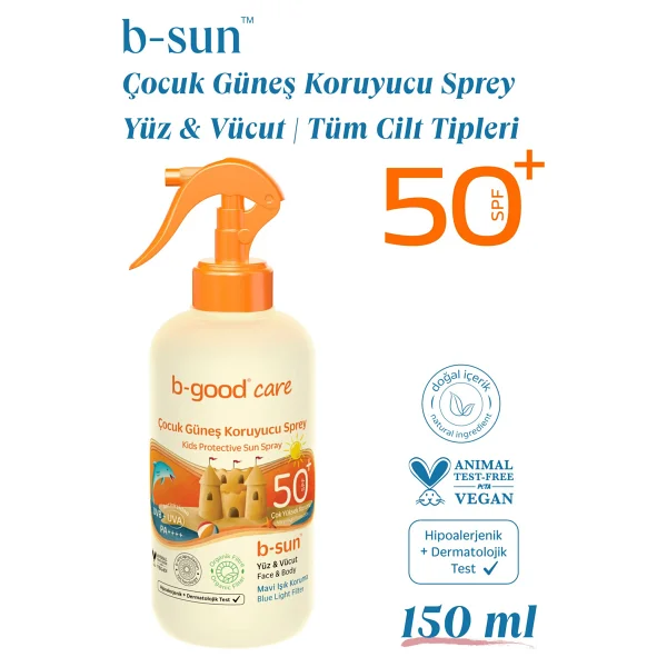 B-Good Bebek & Çocuk Güneş Spreyi Spf 50+ Yüz & Vücut Için 150 Ml - Görsel 7