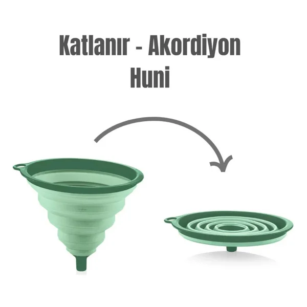 Katlanabilir Huni Akordiyon Huni, Yer Kaplamaz Silikon, Kolay Kullanım Silikon Huni - Görsel 2