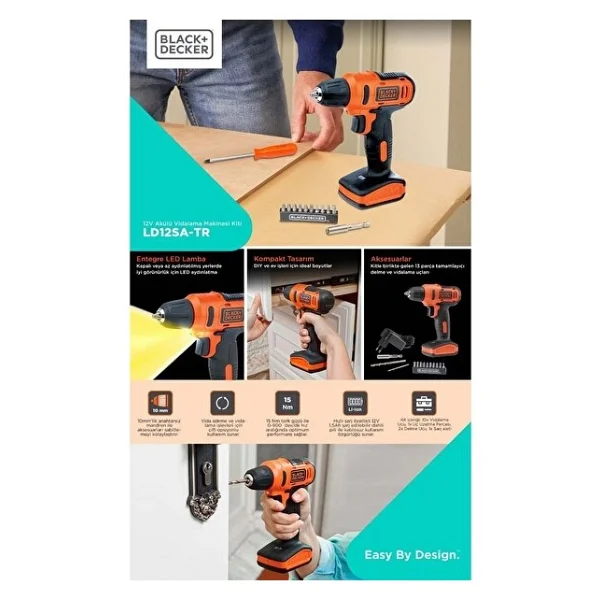 Black+Decker LD12SA 12 V 1.5 Ah Akülü Vidalama Makinesi - Görsel 4