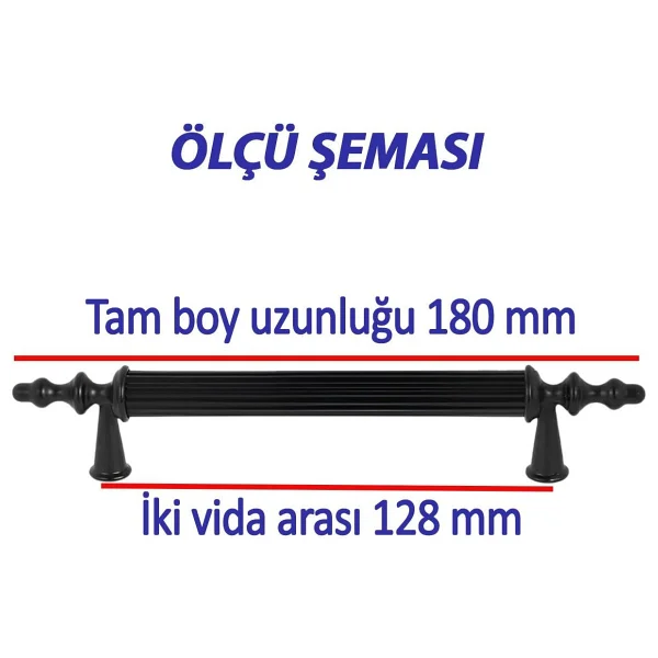 16 Adet Sert Plastik Polavit Siyah 128 Mm Mobilya Mutfak Çekmece Dolap Dolabı Kulpu Kulbu Kulpları - Görsel 2