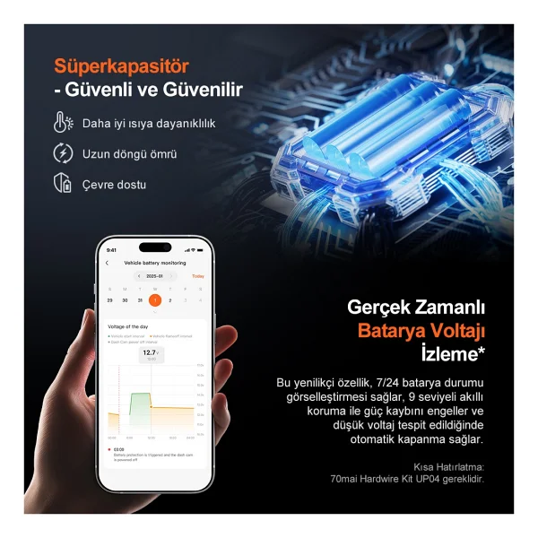 70mai X800 Omni 360 Derece Siyah 128 GB 4K Ön Araç Kamerası - Görsel 7