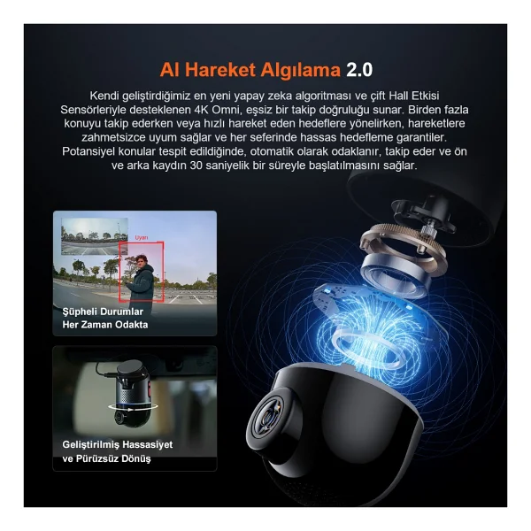 70mai X800 Omni 360 Derece Siyah 128 GB 4K Ön Araç Kamerası - Görsel 9