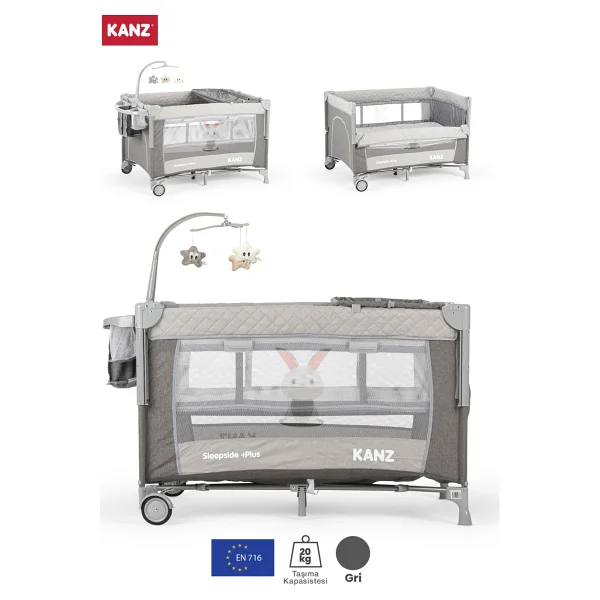 Kanz Sleepside +Plus Gri 70x110 Cm Anne Yanı Oyun Parkı - Görsel 10