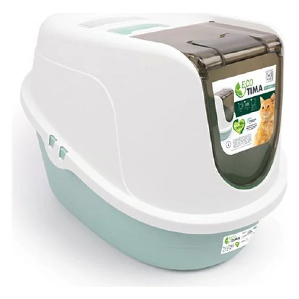 M-Pets Eco Tima Large Sea Green Kapalı Kedi Tuvaleti - Görsel 2