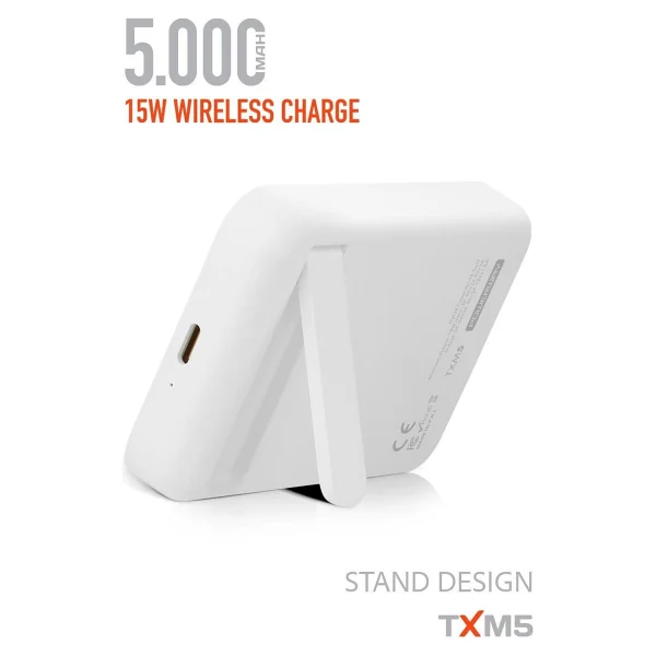Powerway Txm5 Beyaz 5000 mAh Hızlı Şarj Magsafe Powerbank - Görsel 3