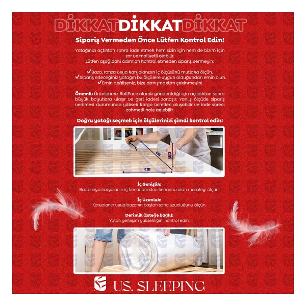 Us. Sleeping Ultra Ortopedik Exclusive Saracens Yaylı 160x200 Cm Çift Kişilik Yatak - Görsel 2