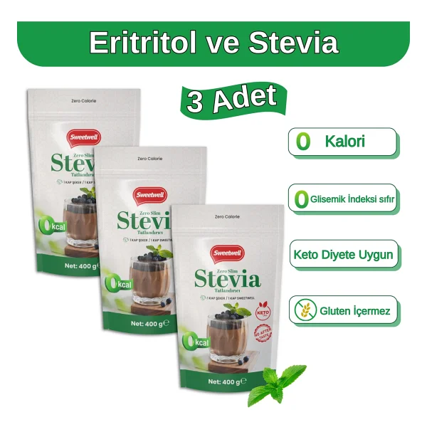 Sweetwell Zero Slim Stevia & Eritritol Tatlandırıcı 400 Gr X 3 Adet - Şekersiz, 0 Kalori, Keto Ve Vegan Uyumlu - Görsel 8