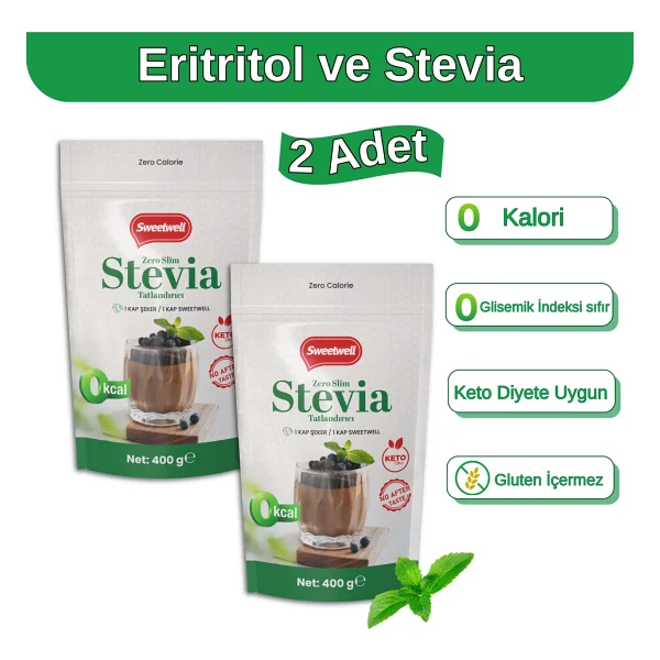 Sweetwell Zero Slim Stevia & Eritritol Tatlandırıcı 400 Gr X 2 Adet - Şekersiz, 0 Kalori, Keto Ve Vegan Uyumlu - Görsel 8