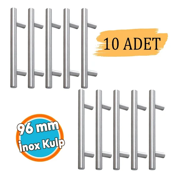 İnox Metal Mobilya Mutfak Çekmece Dolap Dolabı Kulbu Kulpu Kulpları (96 Mm - 9.6 Cm) 10 Adet - Görsel 6