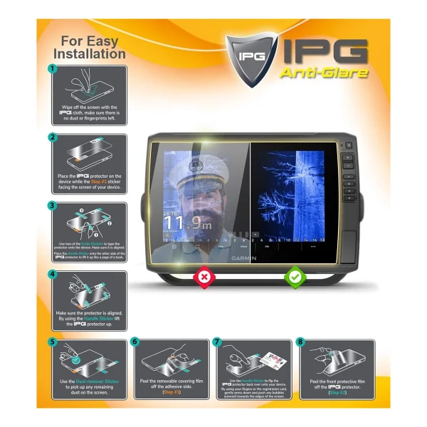 Lowrance Fishfinder İçin Ipg Anti-Glare Parlama Önleyici Mat Ekran Koruyucu (Hds Pro 10) - Görsel 3