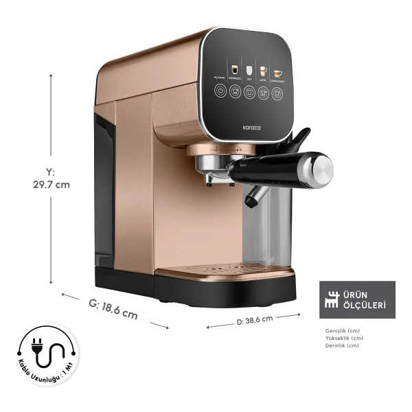 Karaca Mycaffee Barista S20 Amber Yarı Otomatik Espresso Makinesi - Görsel 2