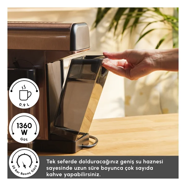 Karaca Mycaffee Barista S20 Amber Yarı Otomatik Espresso Makinesi - Görsel 3