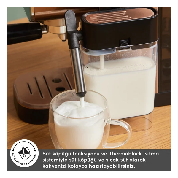 Karaca Mycaffee Barista S20 Amber Yarı Otomatik Espresso Makinesi - Görsel 8