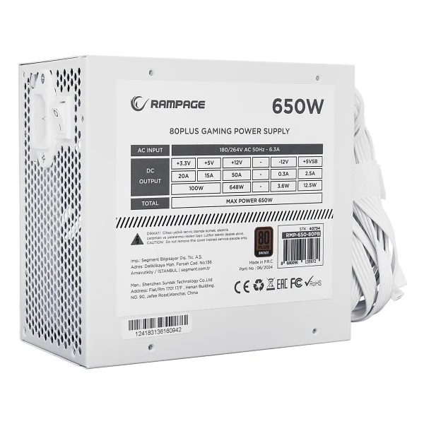 Rampage Rmp-650-80pb 650 W Beyaz Power Supply - Görsel 5