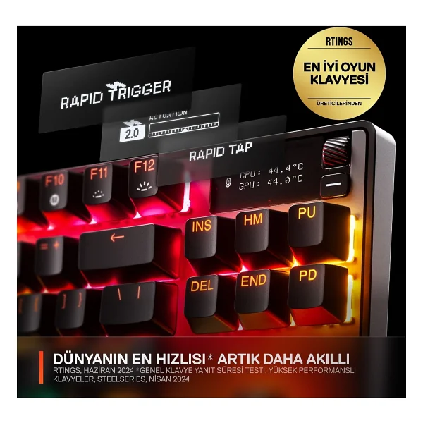 Steelseries Apex Pro Tkl Gen 3 Siyah RGB Omnipoint Switch Kablolu Mekanik Oyuncu Klavyesi - Görsel 3