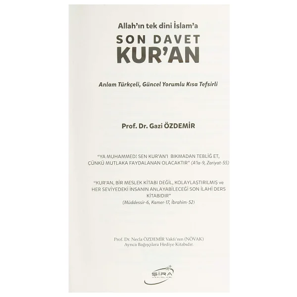 Son Davet Kur'an (Ciltli) - Prof. Dr. Gazi Özdemir - Görsel 3