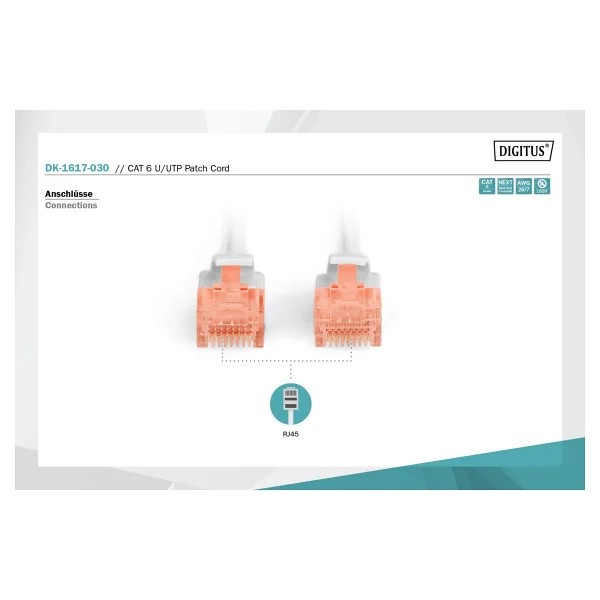 Digitus Dk-1617-050 U-Utp 5 M Gri Cat6 Patch Kablo - Görsel 2