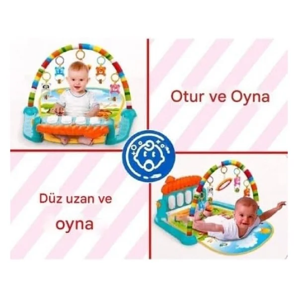 Babycim Piyanolu Mantar Desenli Bebek Oyun Halısı - Hayvan Figürlü - Yeşil - 50 X 70 Cm - Görsel 9