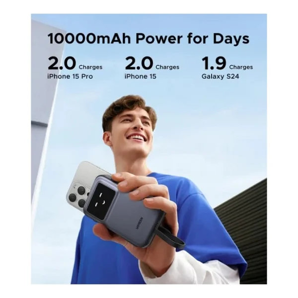 Ugreen Uno Siyah 10000 mAh Hızlı Şarj Powerbank - Görsel 3