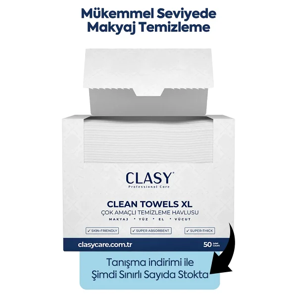 Clean Towels XL - 50'li Makyaj Temizleme Ve Yüz Temizleme Havlusu / Tek Kullanımlık - Görsel 8