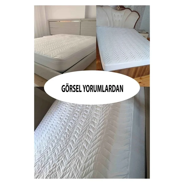 Suvay Kapitone Fittted 90x190 Tek Kişilik Sıvı Geçirmez Alez Beyaz Renkli Kapitoneli Yatak Koruyucu Çarşaf Alez - 90 X 190 Cm - Görsel 4