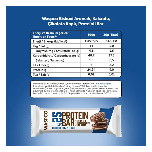 Waspco 3 Çeşit 36 Gr 3 Adet Protein Bar - Görsel 3
