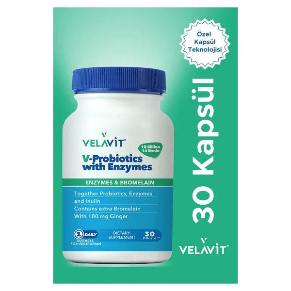 Velavit V-Probiotics With Enzymes 30 Kapsül - Görsel 2