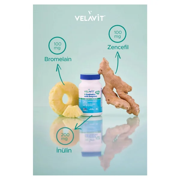 Velavit V-Probiotics With Enzymes 30 Kapsül - Görsel 6