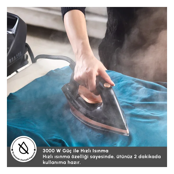 Karaca Vantuz Steammaster 3000 W Black Rose Buhar Kazanlı Ütü - Görsel 6