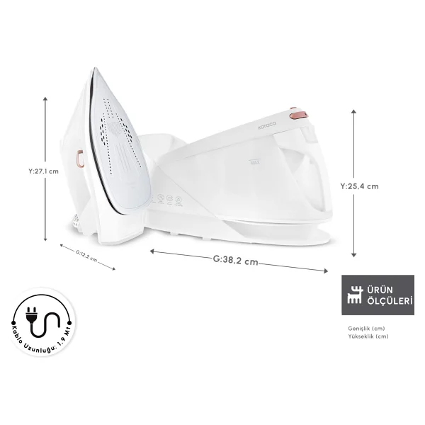 Karaca Vantuz Steammaster 3000 W White Rose Buhar Kazanlı Ütü - Görsel 2