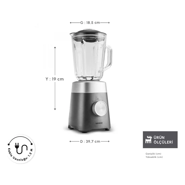 Karaca Multiblend 1000 W Gri Smoothie Blender - Görsel 2