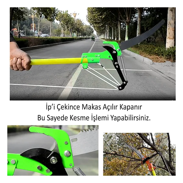 Ayarlanabilir 280 Cm Teleskopik Alüminyum Saplı Yüksek Yerlerde Ağaç Dal Kesme Budama Makası Testere - Görsel 2